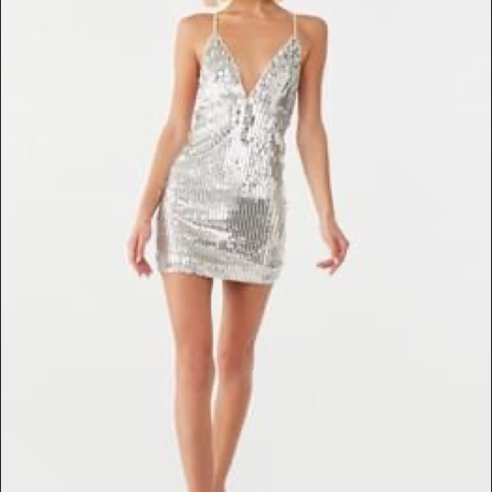 Silver/Nude Sequin Mini Dress